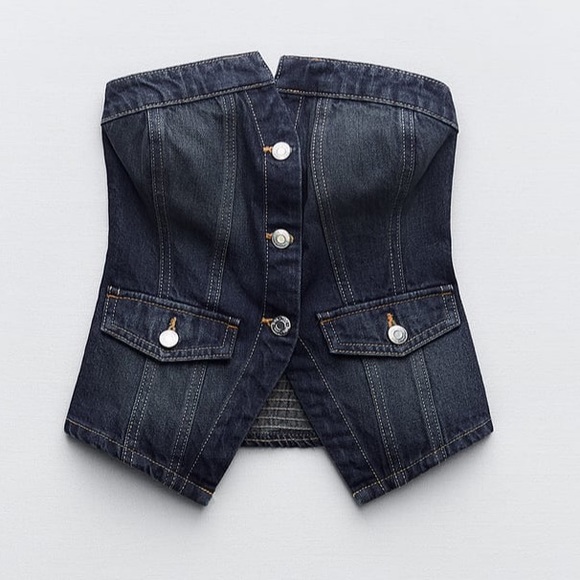 Fitted dark denim jeans top - Picture 6 of 7